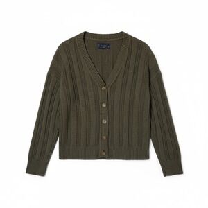 Lucky Brand Olive Green  Knit y2k Button Front‎ Cardigan Sweater Women Medium